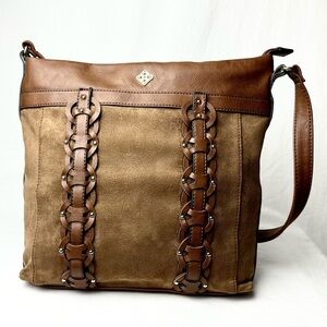 Nanette Lepore Brown Faux Leather Suede Shoulder Bag EUC 👜